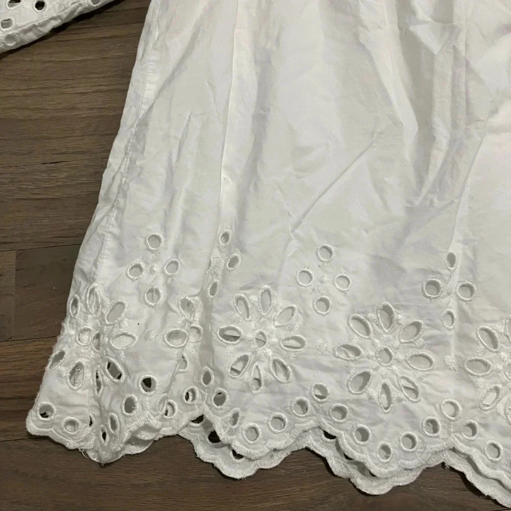 Vineyard Vines Eyelet Top Size XS White Lined Peasant Boho Summer Vacation - Picture 5 of 9